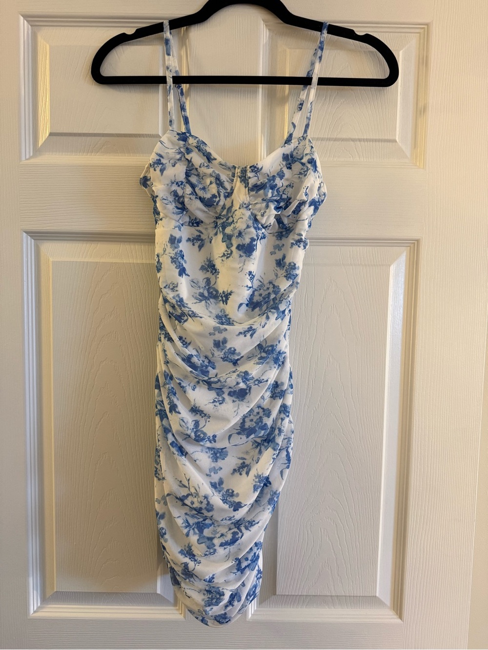 SHEIN White and Blue Floral Mini Dress